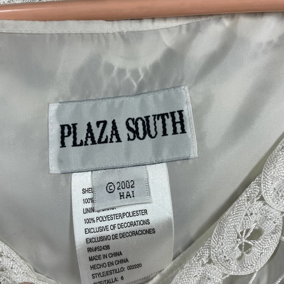 NWT Plaza South White Short Sleeve Round Neck Fishnet Floral Top Womens‎ Sz 6 - Picture 3 of 5